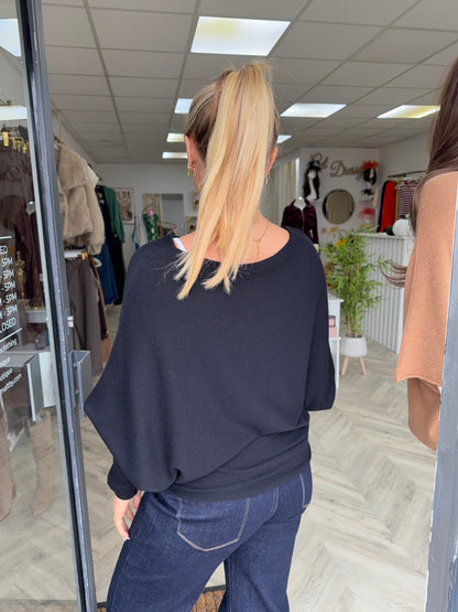 Nessa Slouchy Sweater - BLACK