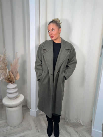 Monroe Wool Trench Coat - Olive Green