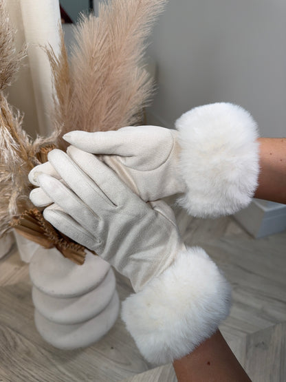 Odette Fur Glove - Cream