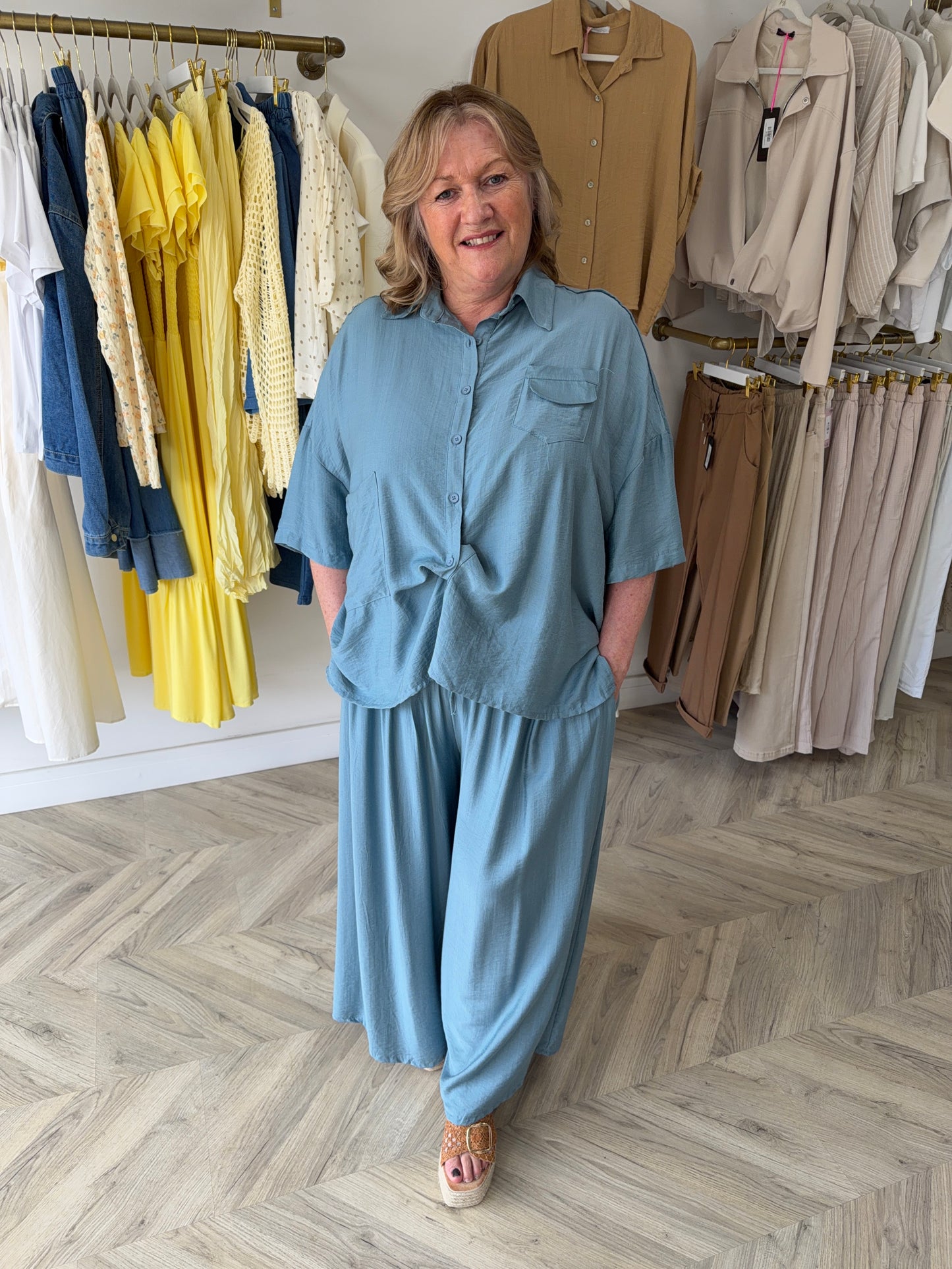 Isolde Pocketed Top - Steel Blue