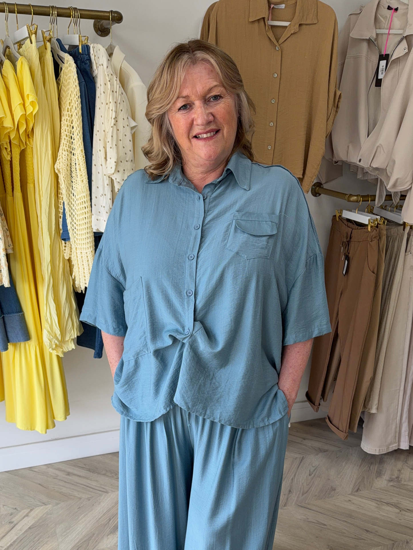 Isolde Pocketed Top - Steel Blue