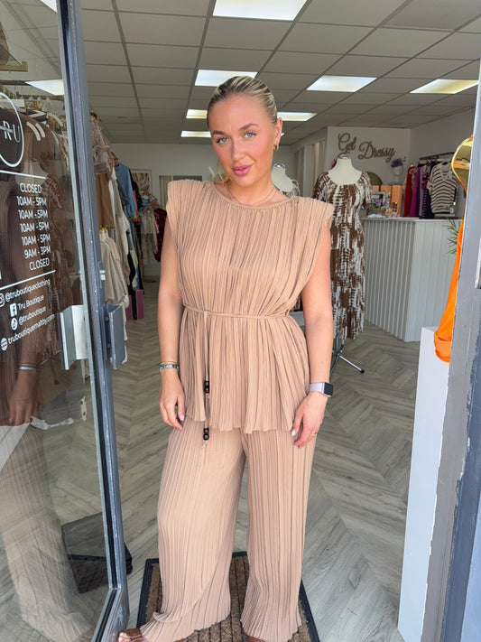Vivienne Pleated Co-ord - Camel