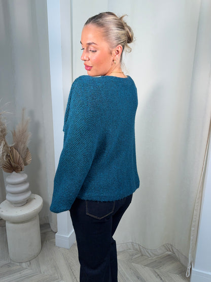 Lavinia Cross Front Sweater - Teal