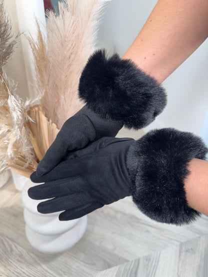 Odette Fur Glove - Black