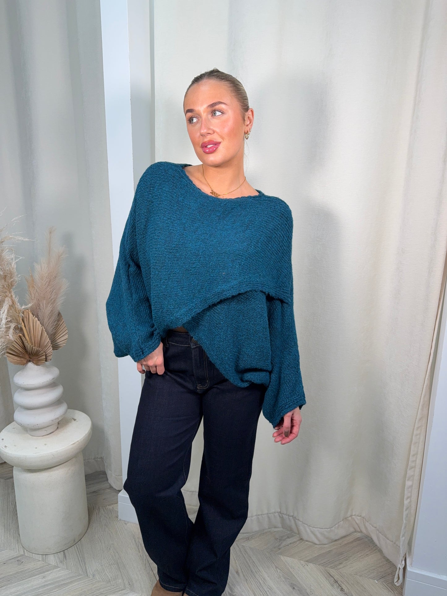 Lavinia Cross Front Sweater - Teal