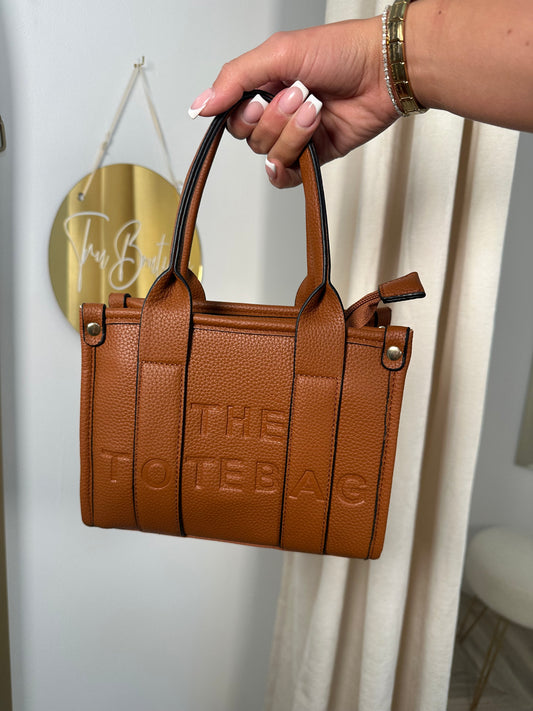 Small Leather Tote Bag - TAWNY