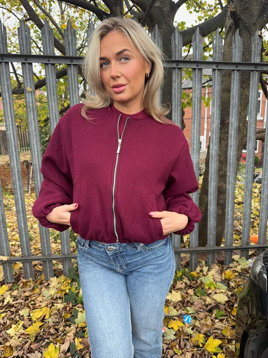 Burgundy Lola Bomber Jacket