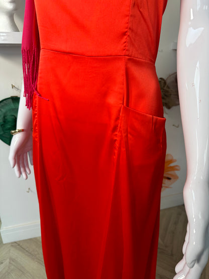 Red Satin Maxi Luna Dress