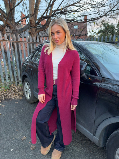 Erika Long Maxi Cardigan - Burgundy