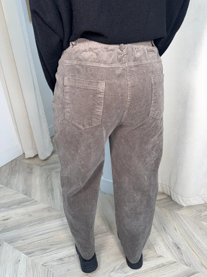 Bianca Balloon Style Suede Trousers - Mushroom