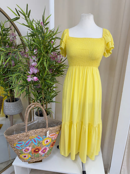 Florence Smock Midi Dress - Lemon