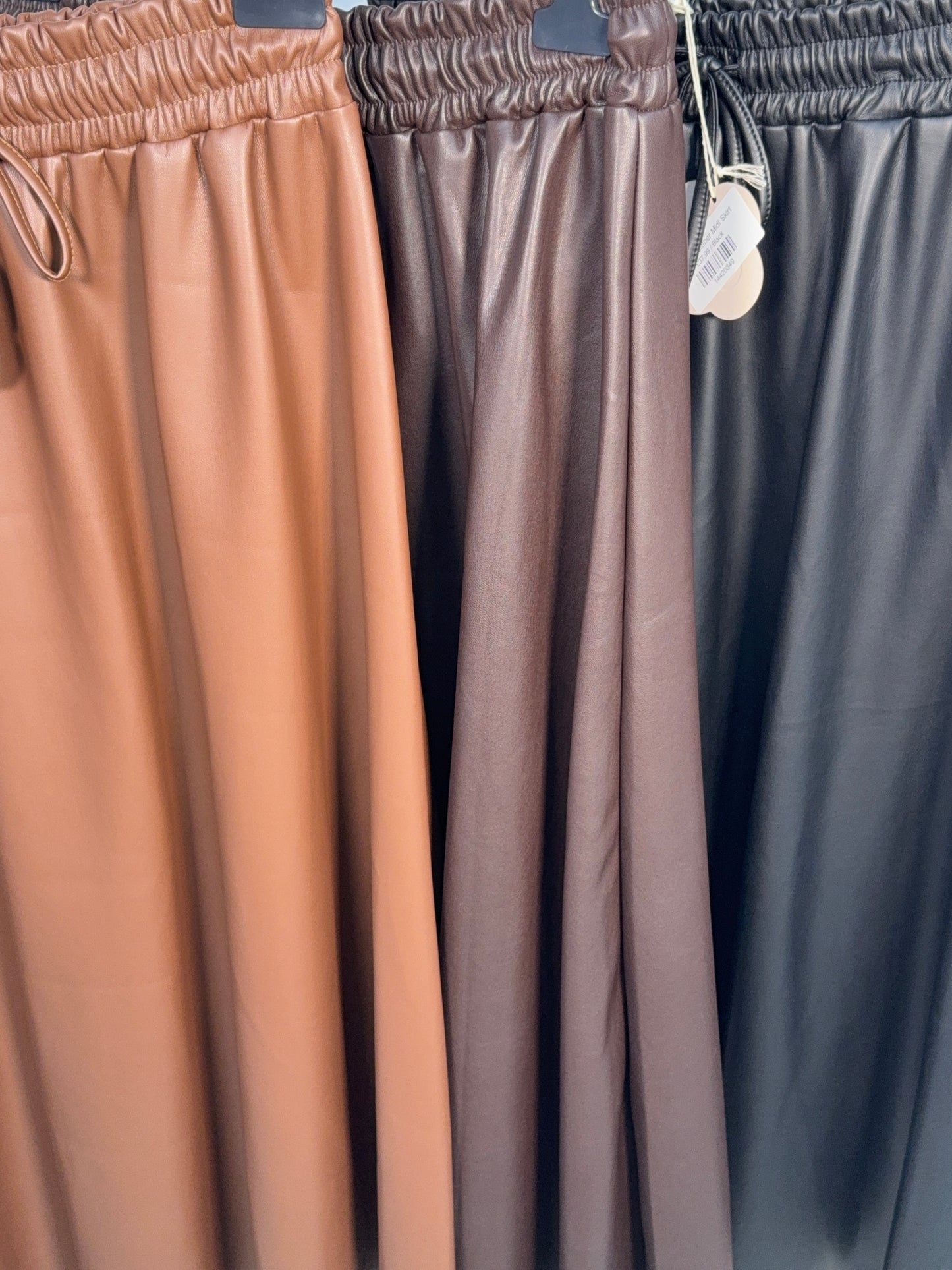 Novella Leather Midi Skirt