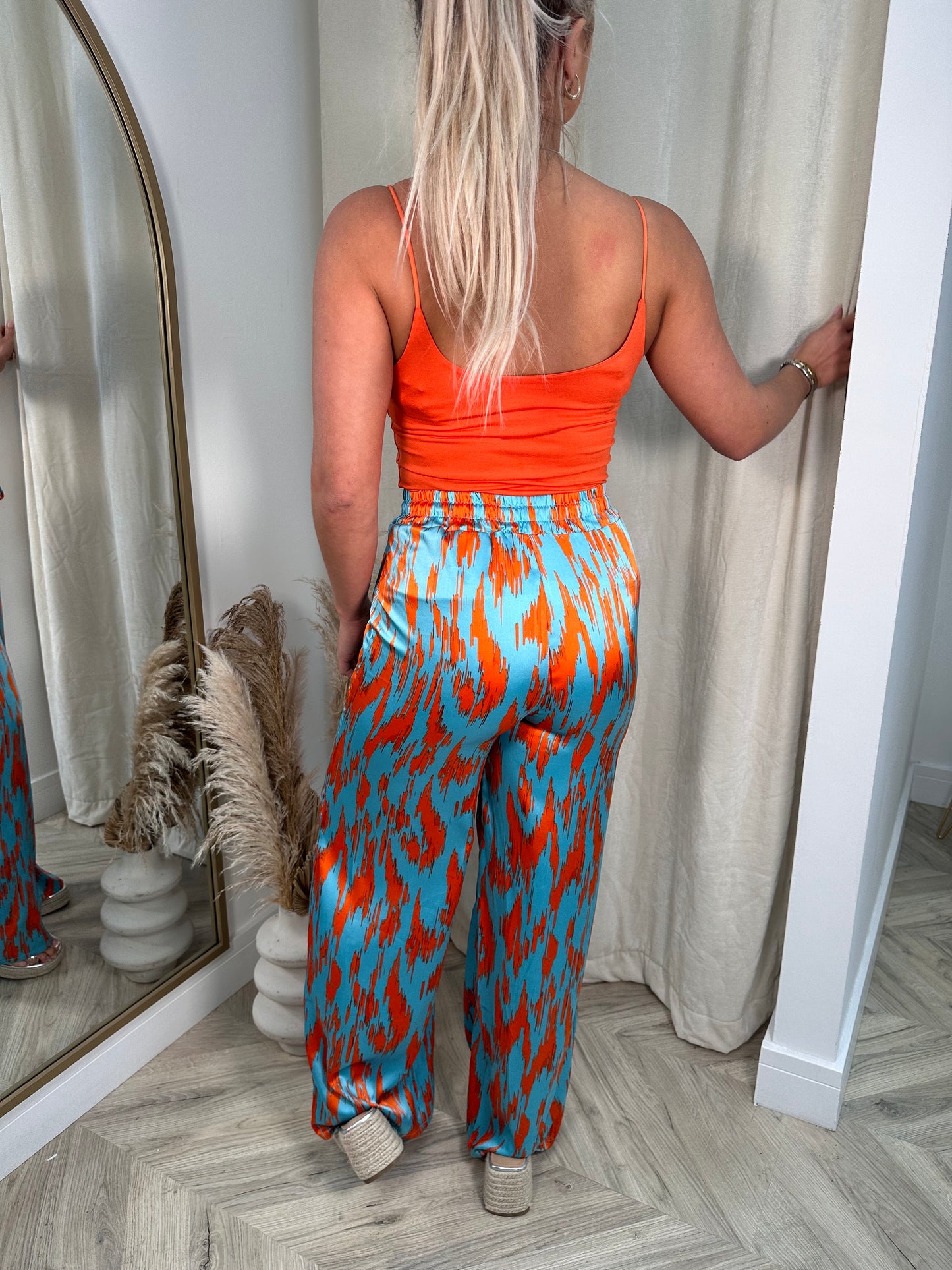 Aurora Orange Satin Trousers