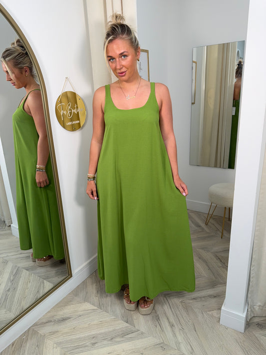 Margot Strappy Maxi Dress - Olive Green