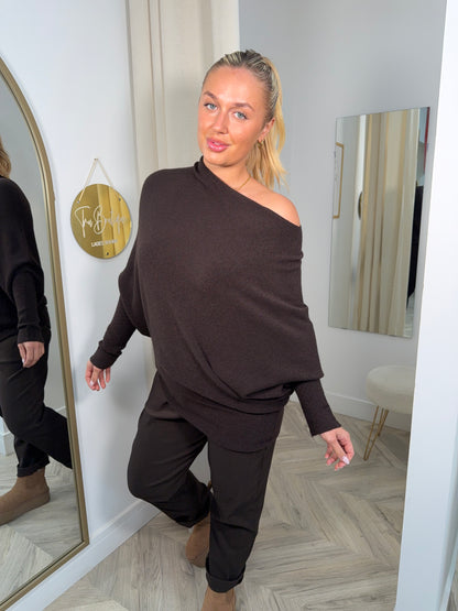 Dark Brown Erika Asymmetric Jumper