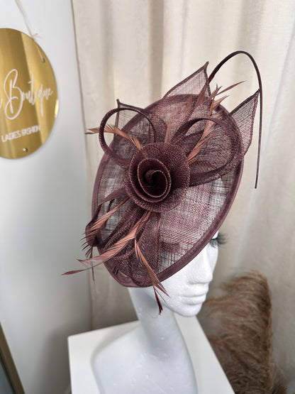 Lottie Flat Disc Fascinator - CHOCOLATE