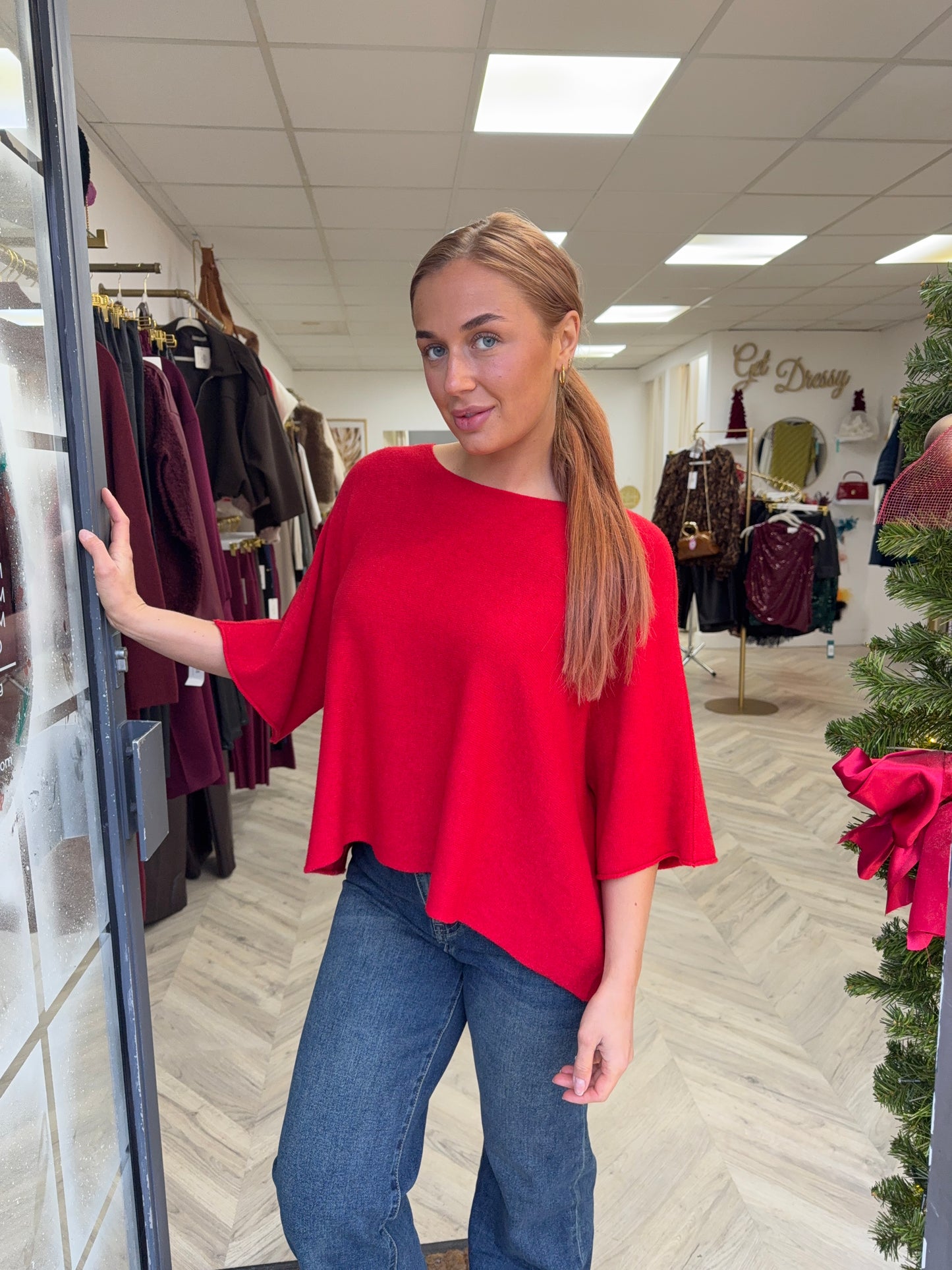 Nessa Fine Knitted Sweater - Red