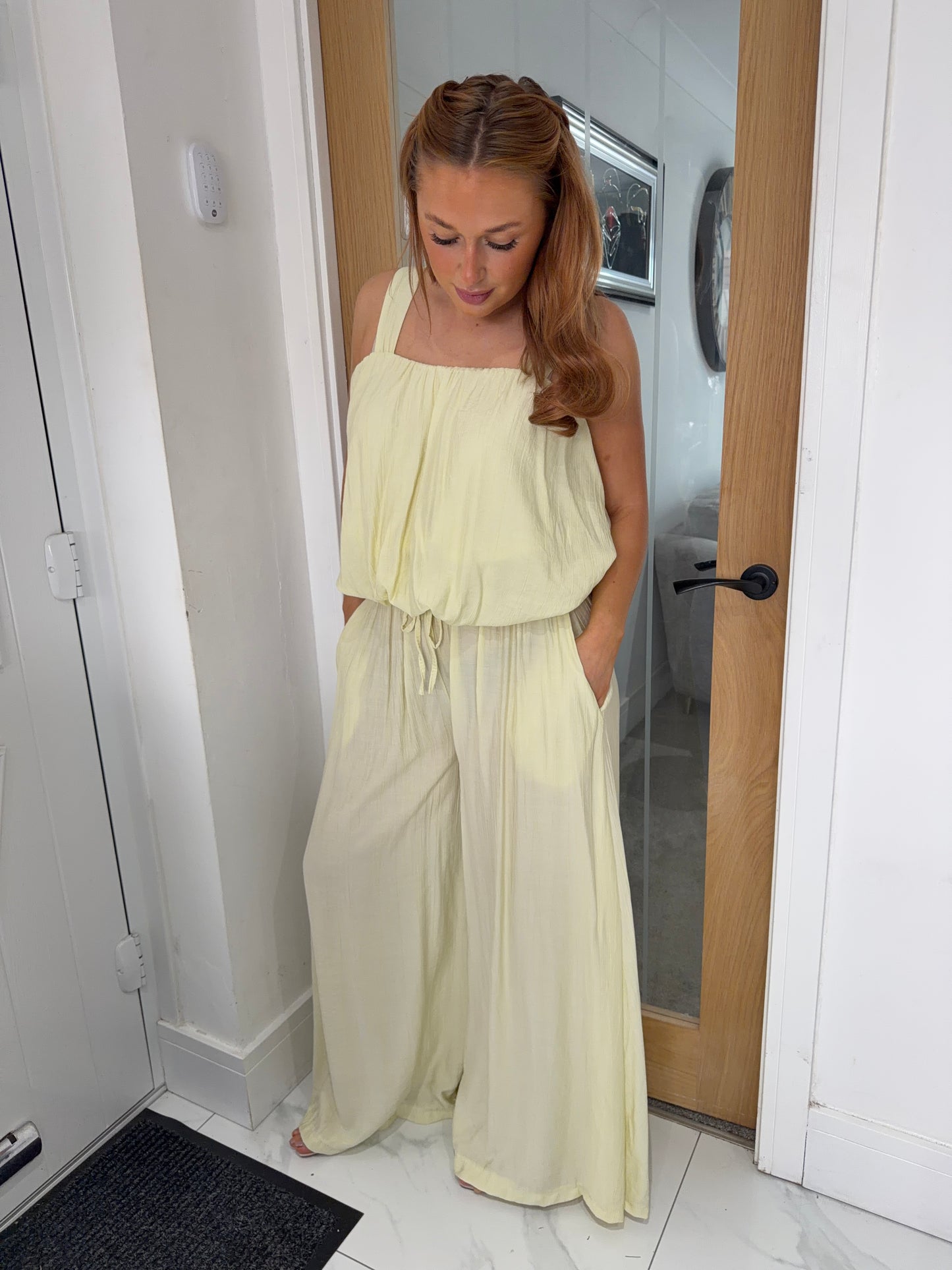 Stella Balloon Top & Wide Leg Trouser Set - Lemon