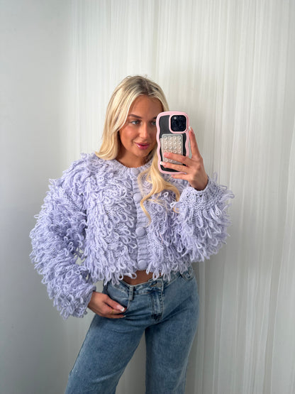 Minnie Frayed Cardigan - Lilac