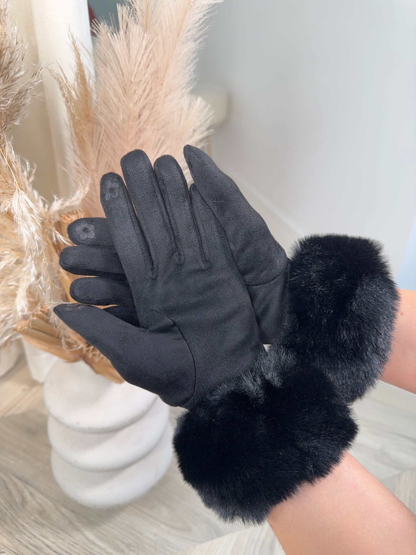 Odette Fur Glove - Black