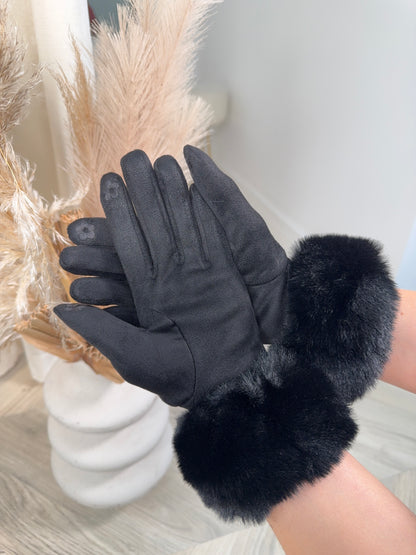 Odette Fur Glove - Black