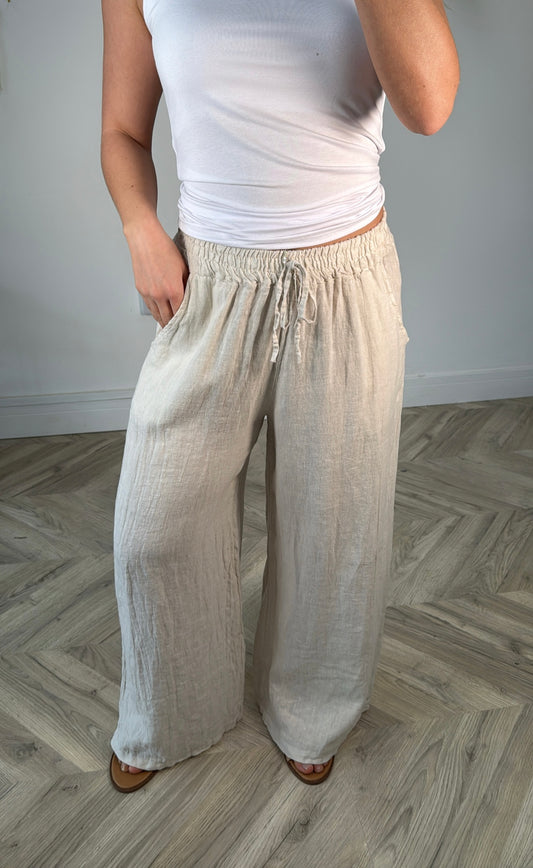 Layla Linen Trousers - Cream