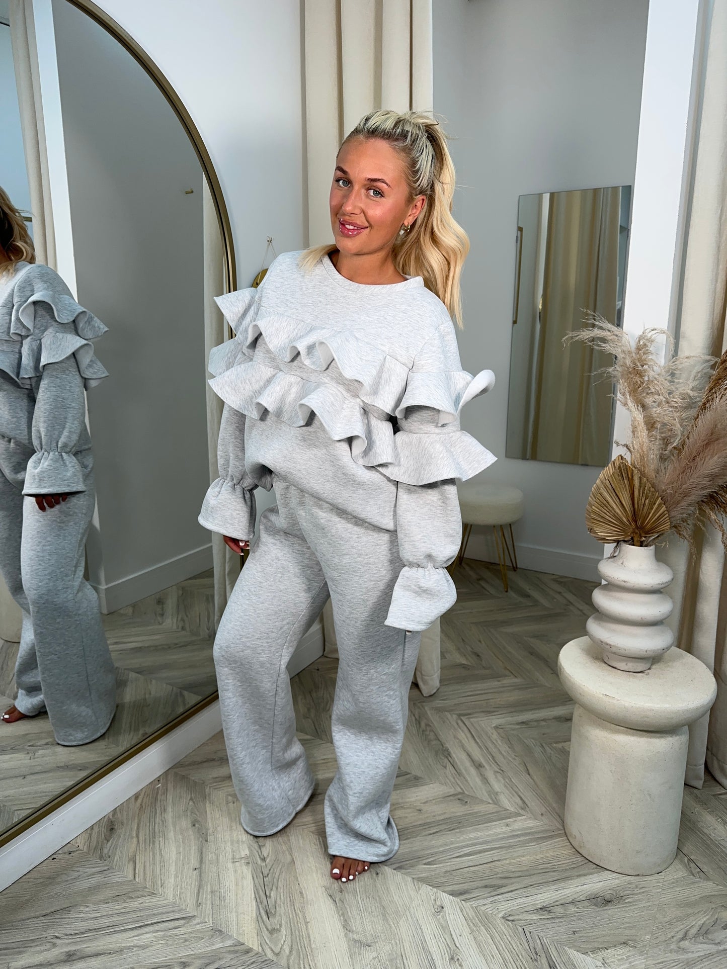 Mimi Ruffle Tracksuit Set - Grey