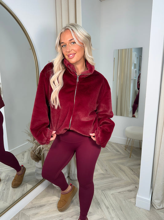 Fur Hannah Zip Jacket - Burgundy