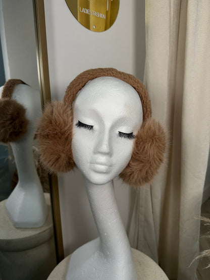 Fluffy Ear Muffs - Camel