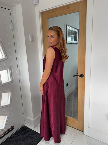 Philippa Silk Satin Gold Hoop Maxi Dresses
