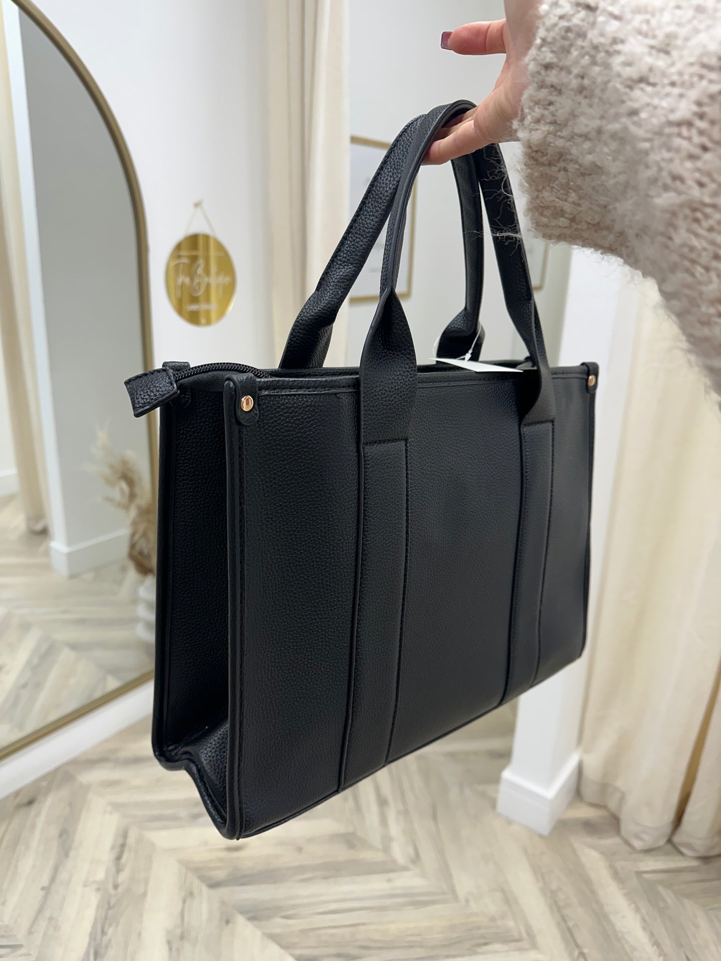 Large Leather Tote Bag -Black