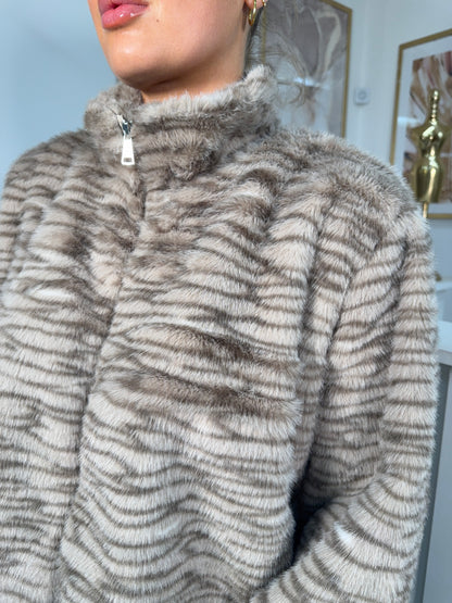 Seraphina Animal Print Fur Bomber Jacket