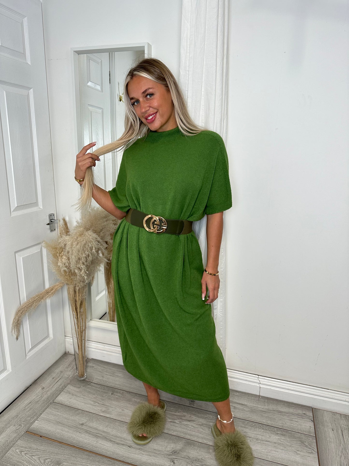 Forest Green Erika Maxi Fine Knit Maxi Jumper Dress