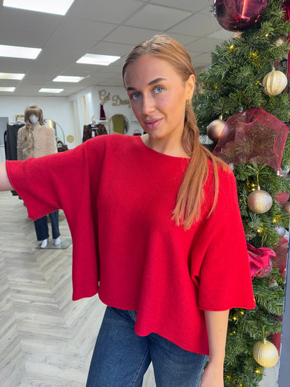 Nessa Fine Knitted Sweater - Red