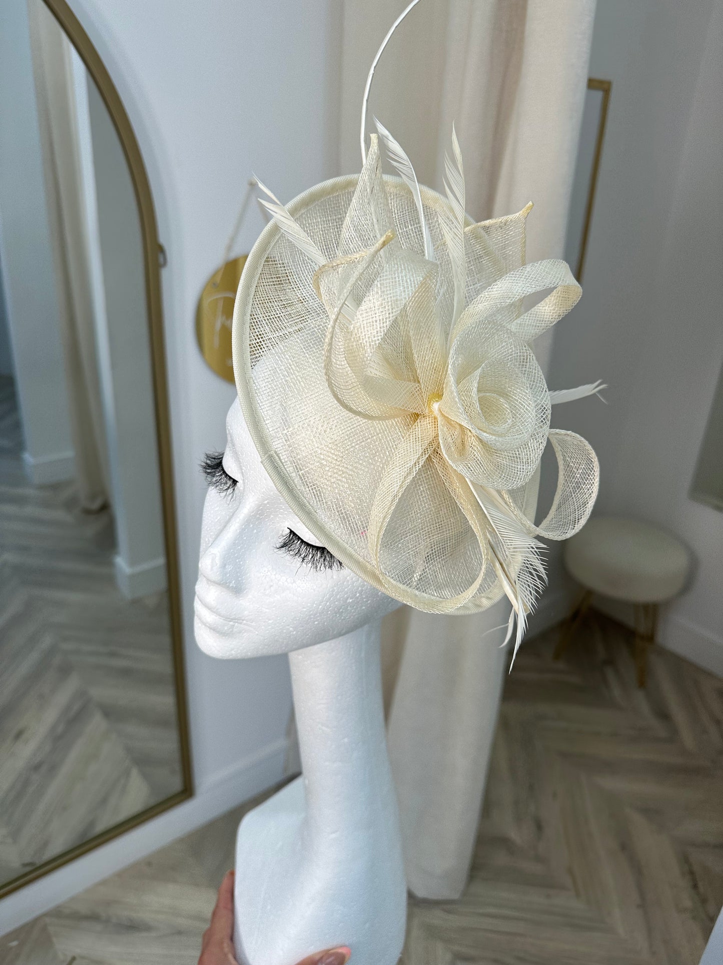 Lottie Flat Disc Fascinator - CREAM