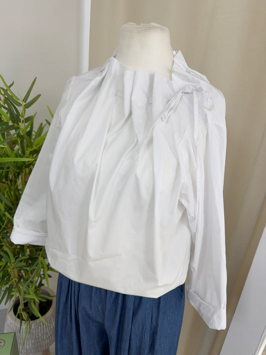 Edwina Tie Neck Shirt - White