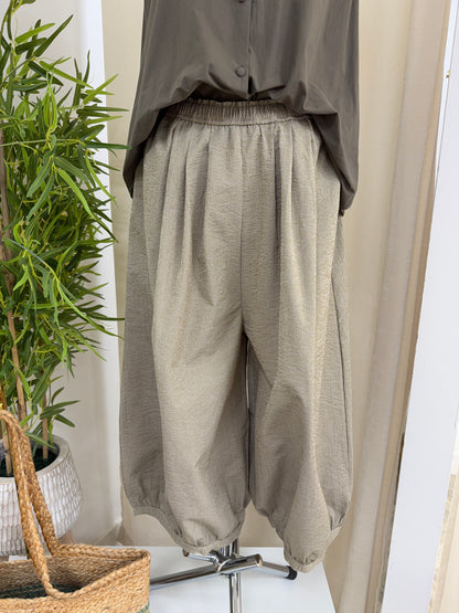 Prudence Stripped Balloon Trouser - Khaki
