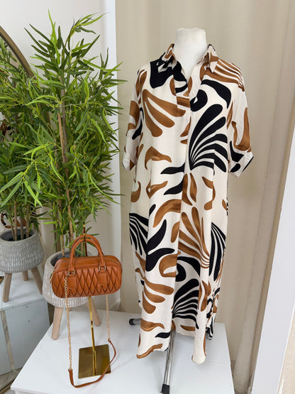 Fern Leaf Print Maxi - Mocha