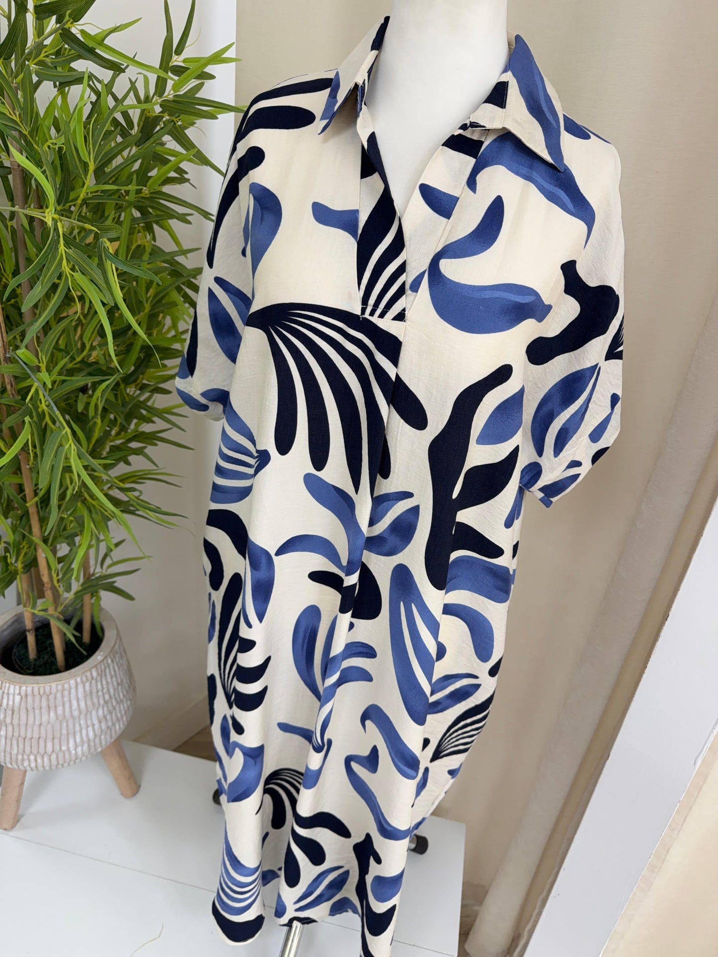 Fern Leaf Print Maxi - Navy