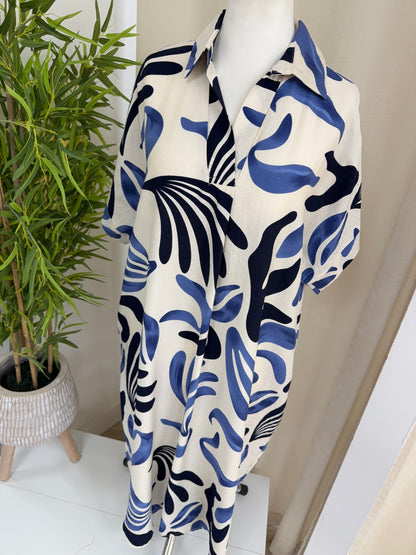 Fern Leaf Print Maxi - Navy