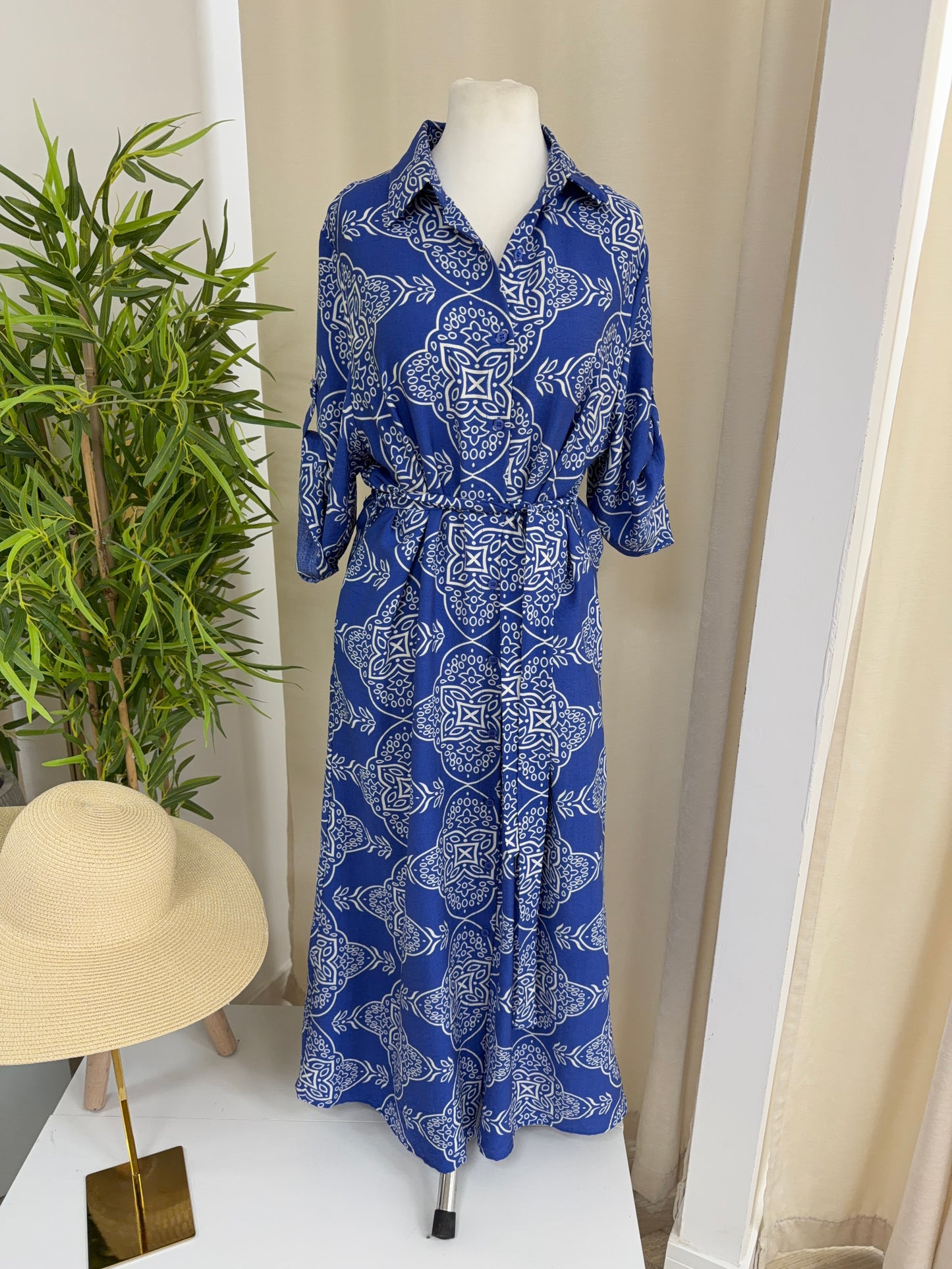 Lavinia Paisley Blue Maxi Belted Dress