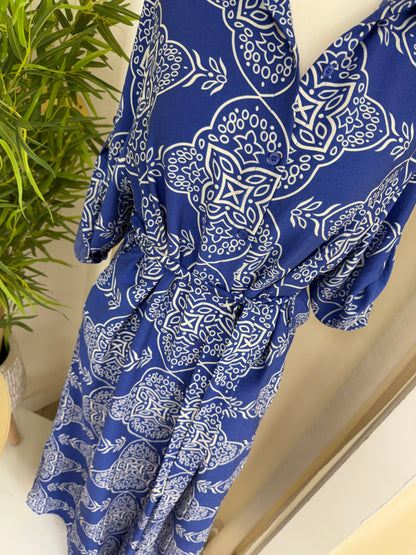 Lavinia Paisley Blue Maxi Belted Dress
