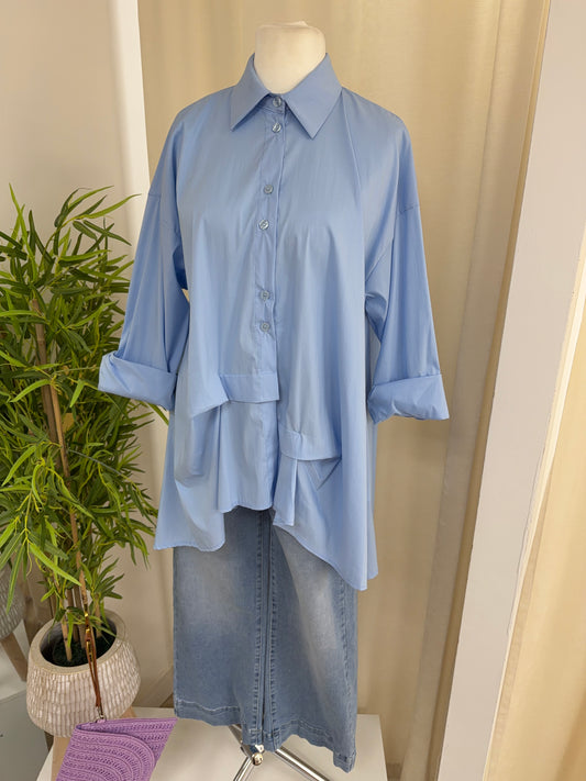 Victoria Frilly Shirt - Blue